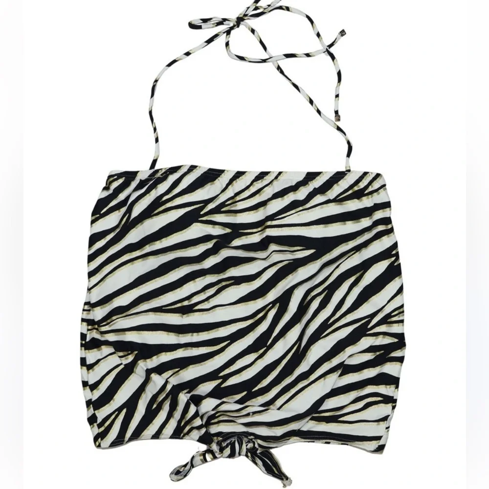 Michael Kors Tiger Zebra Halter Tankini Swim Top Size Small NEW